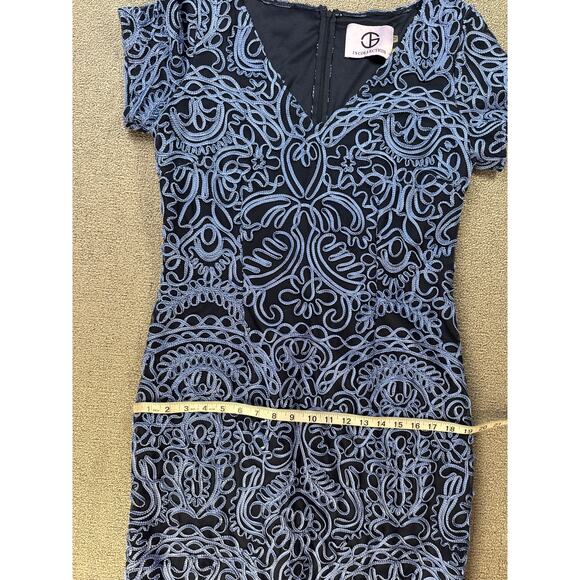 JS Collection Dress Soutache Trimmed Sheath Blue Cocktail Knee Length Size 12 - Picture 7 of 7